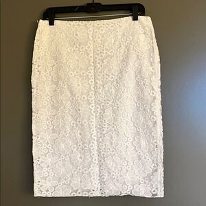 Metaphor White Floral Lace Pencil Skirt
